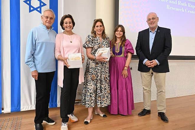 From left: Larry and Andrea (“Andi”) Wolfe, Irith Rappaport, Shir Goldstein and Technion President Professor Uri Sivan. Credit: Courtesy.