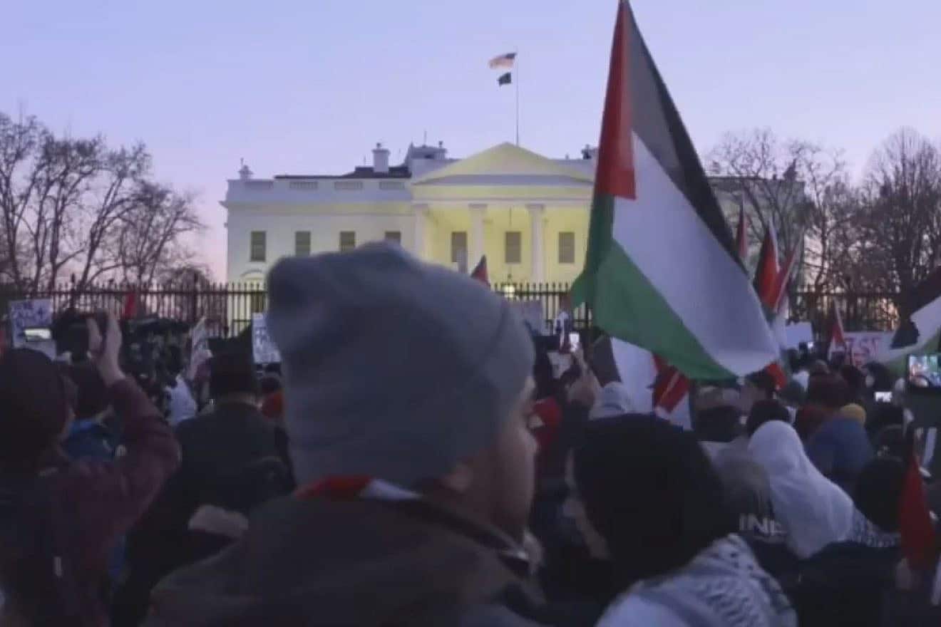 Anti-Israel demonstrators outside the White House on Jan. 13, 2024. Source: Screenshot.