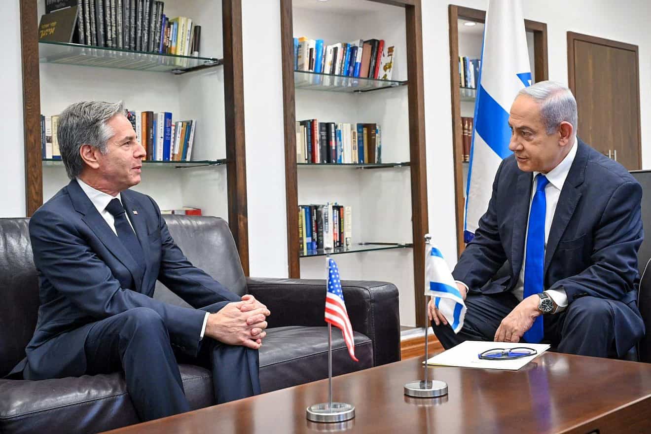 Israeli Prime Minister Benjamin Netanyahu holds a private meeting with U.S. Secretary of State Antony Blinken at IDF headquarters in Tel Aviv, Jan. 9, 2024. Photo by Kobi Gideon/GPO.
