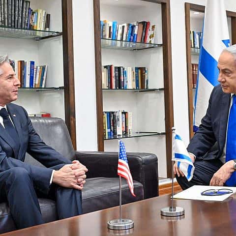 Israeli Prime Minister Benjamin Netanyahu holds a private meeting with U.S. Secretary of State Antony Blinken at IDF headquarters in Tel Aviv, Jan. 9, 2024. Photo by Kobi Gideon/GPO.