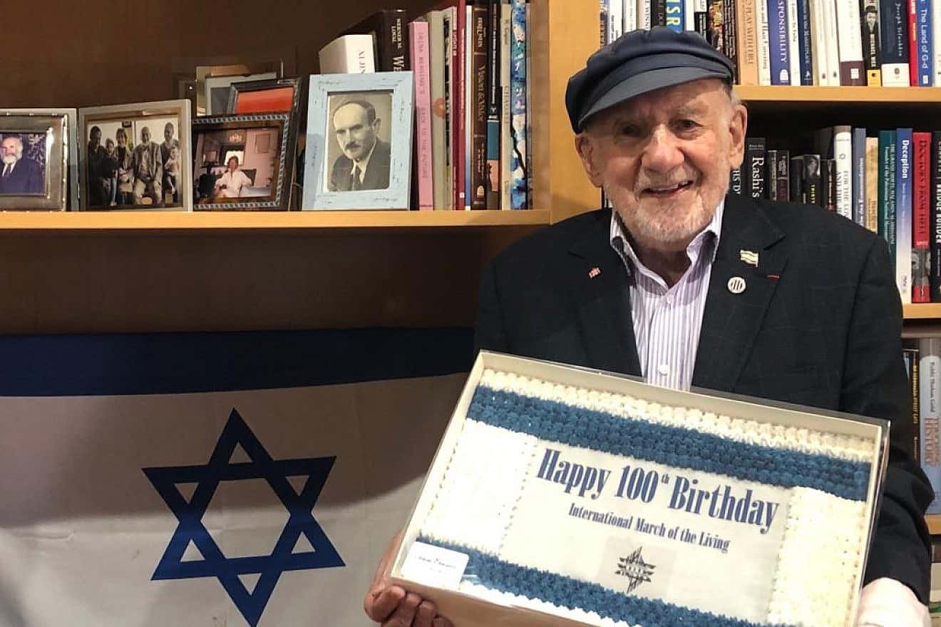 Kindertransport survivor Walter Bingham celebrates his 100th birthday in Jerusalem, Jan. 4, 2024. Credit: International March of the Living.