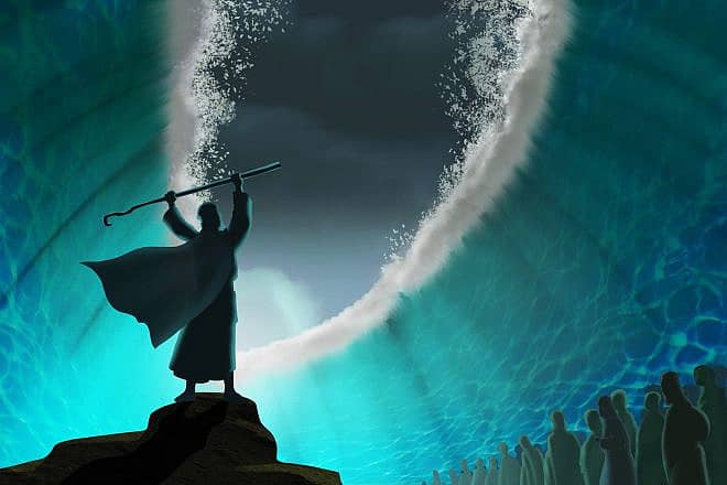 An illustration of Moses parting the sea. Image: Mashosh/Shutterstock