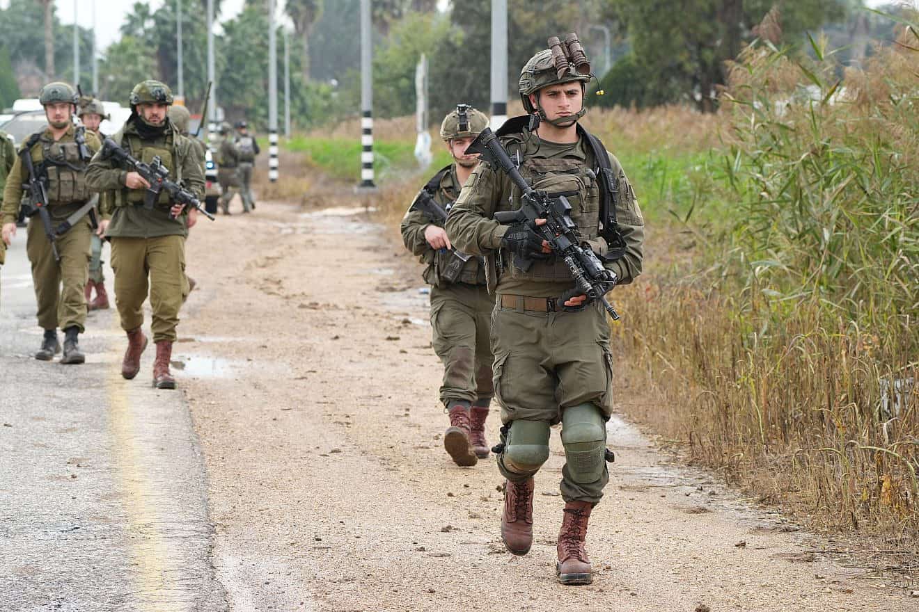 Israeli security forces at the site where two drones entered Israel from Lebanon crashed in an open area near Kfar Blum, northern Israel, Jan. 25, 2024. Photo by Ayal Margolin/Flash90.