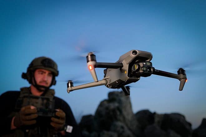 An Israeli soldier operates a drone in the Golan Heights, Feb. 11, 2024. Photo by Michael Giladi/Flash90.