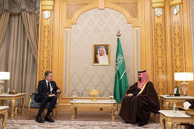 U.S. Secretary of State Antony Blinken, left, with Saudi Crown Prince Mohammed bin Salman in Riyadh on Feb. 5, 2024. Source: X.
