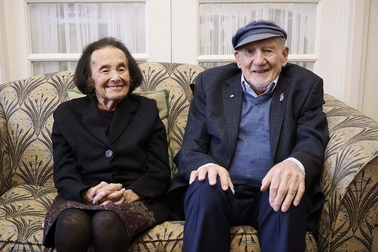Lily Ebert and Walter Bingham at her home in London. Photo by Adam Lawrence/March of the Living UK.