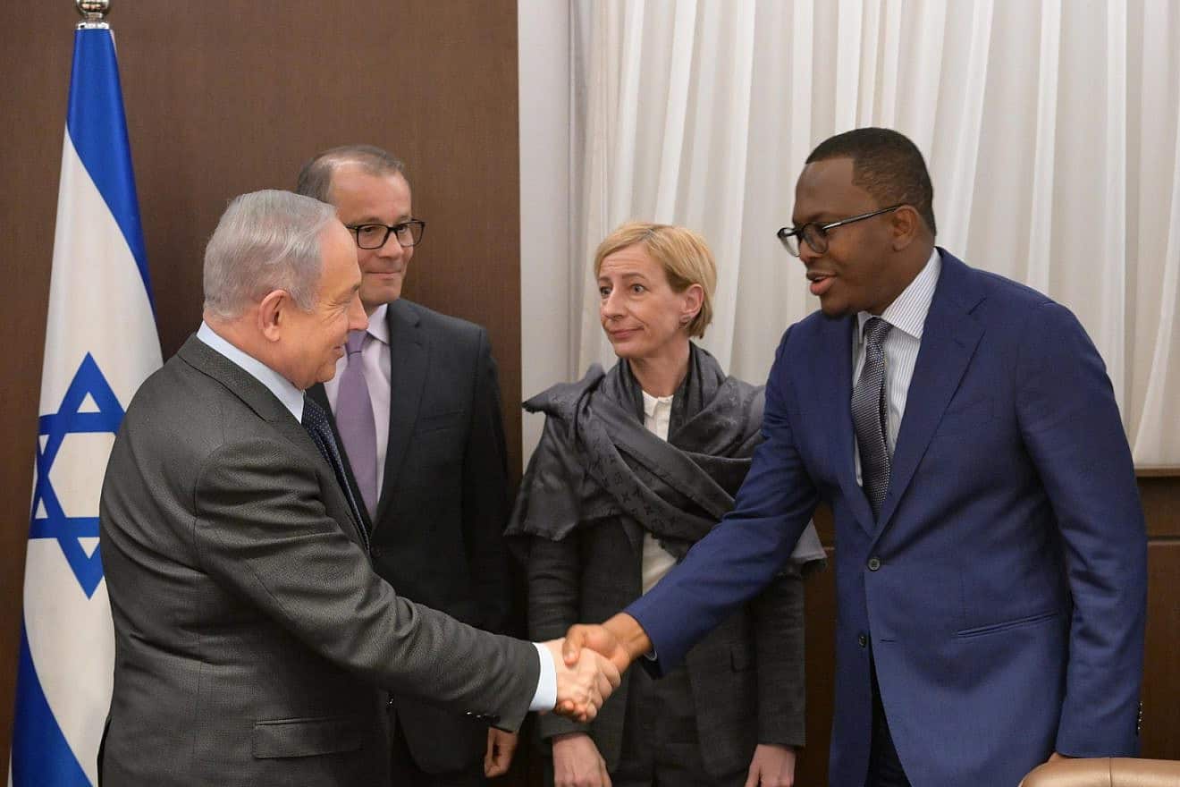 Israeli Prime Minister Benjamin Netanyahu hosts U.N. ambassadors at his office in Jerusalem, Jan. 31, 2024. Photo by Amos Ben-Gershom/GPO.