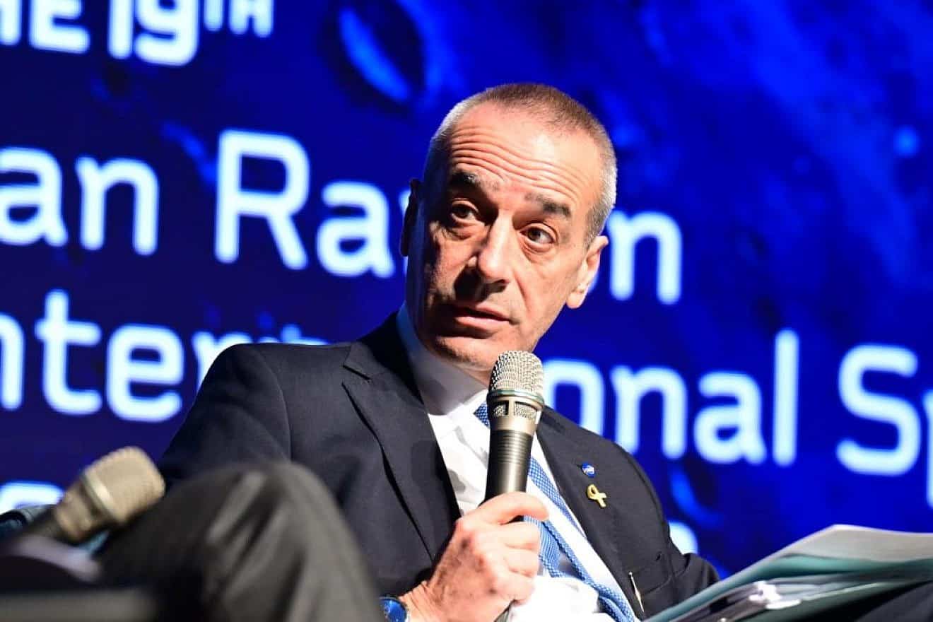 Prof. Teodoro Valente, president of the Italian Space Agency, speaks at the Ilan Ramon International Space Conference in Herzliya, Jan. 31, 2024. Photo by Yossi Zeliger/TPS.