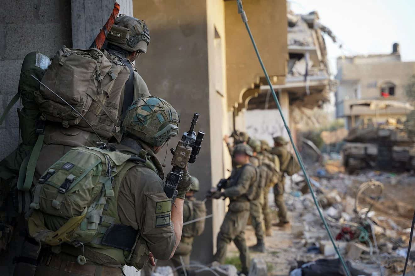 IDF Givati Brigade forces during a targeted raid on the headquarters of Hamas's Yhan Yunis Brigade in southern Gaza, Feb. 4, 2024. Credit: IDF.