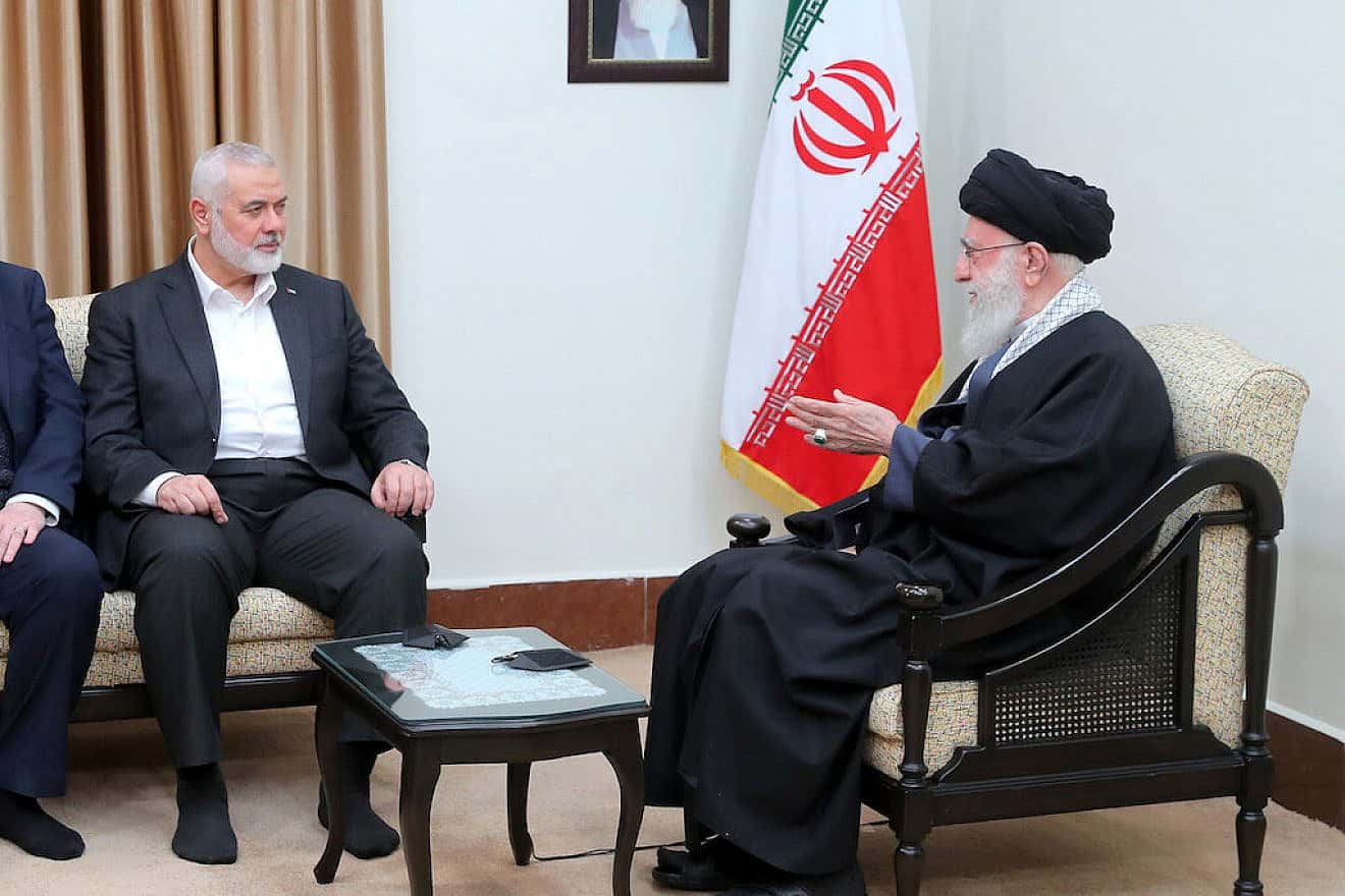 Hamas chief Ismail Haniyeh meets with Iranian Supreme Leader Ali Khamenei in Tehran, March 26, 2024. Credit: Screenshot.