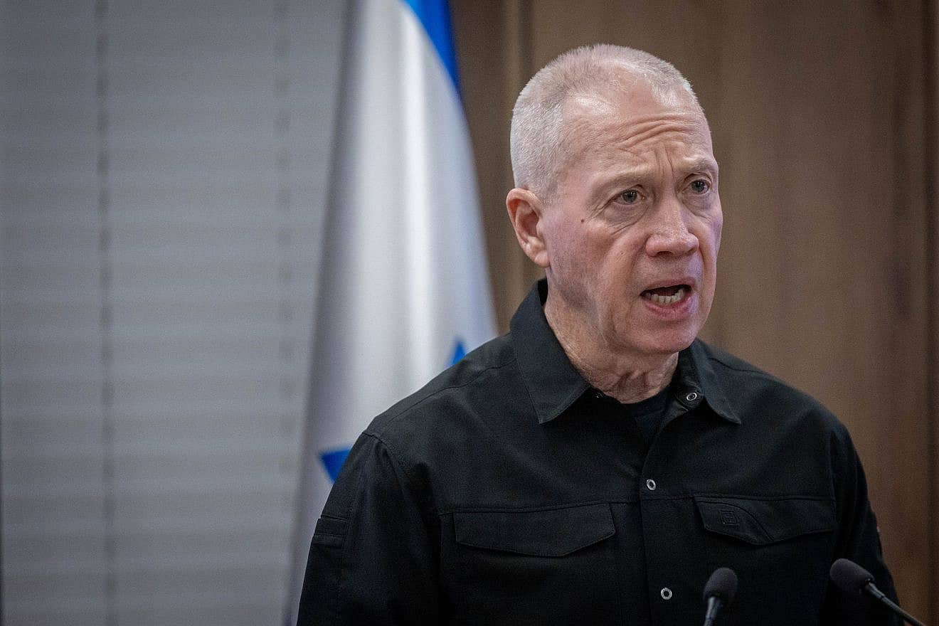 Israeli Defense Minister Yoav Gallant in Jerusalem on Dec. 26, 2023. Photo by Chaim Goldberg/Flash90.