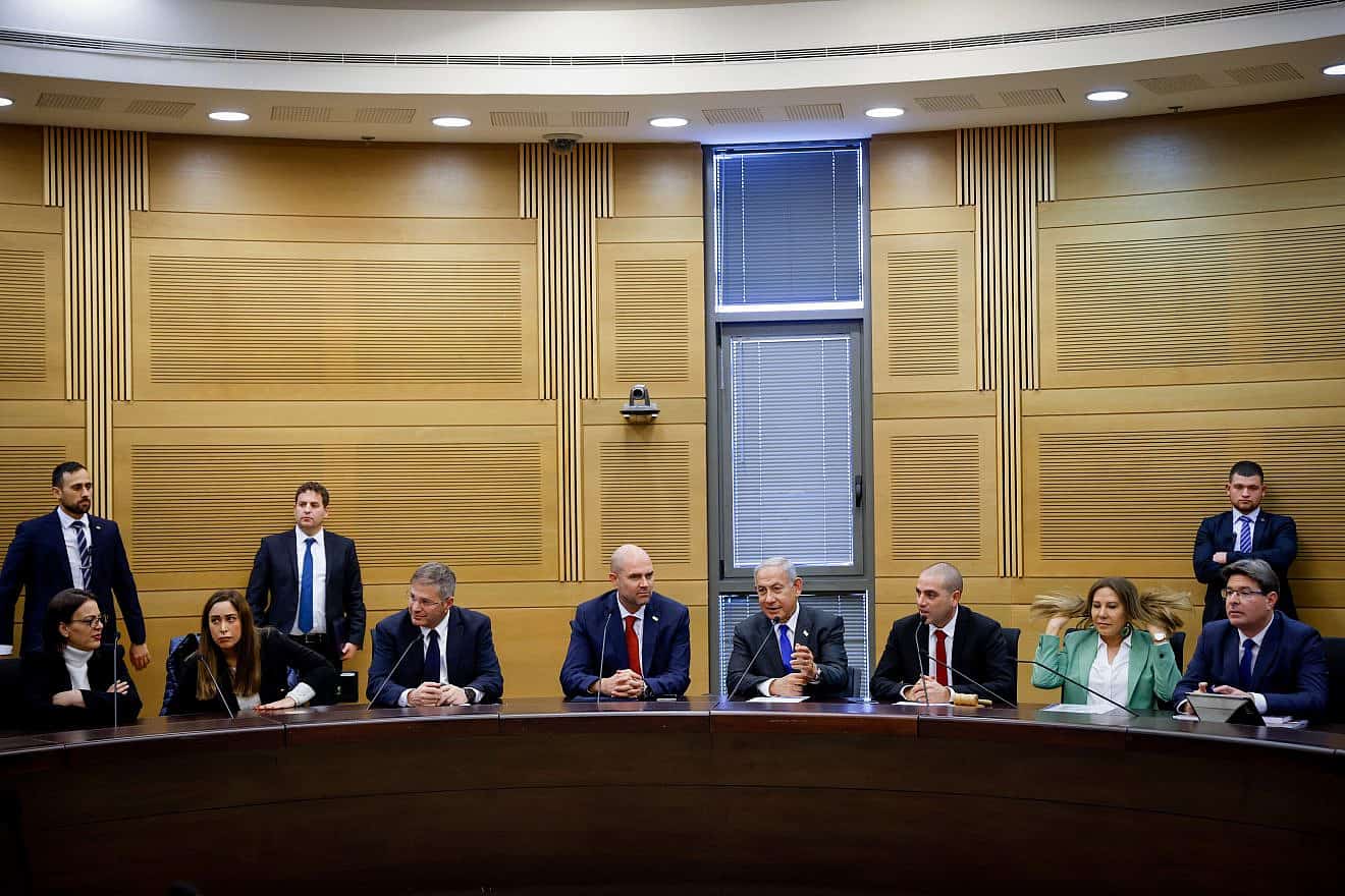 Israeli Prime Minister Benjamin Netanyahu leads a Likud Party meeting at the Knesset in Jerusalem, Jan. 9, 2023. Photo by Olivier Fitoussi/Flash90.