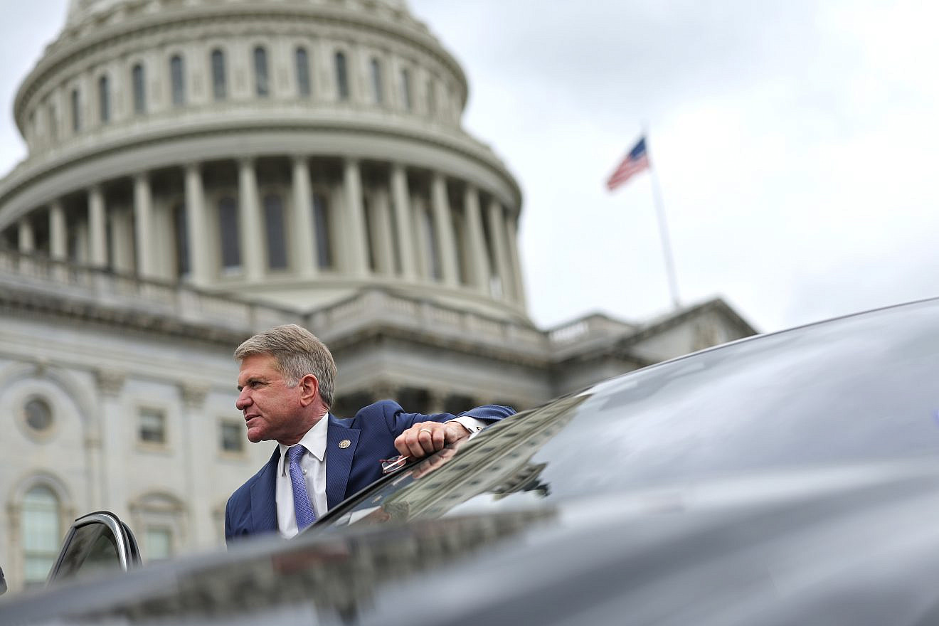 Rep. Michael McCaul (R-Texas) speaks with a reporter as he leaves the U.S. Capitol for the weekend on May 17, 2024 in Washington, DC. Photo by Kevin Dietsch/Getty Images.